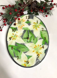 Clocks - Hand Painted Originals - White Lily