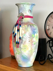 Decorative Ceramic Vase  - Feathers