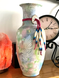Decorative Ceramic Vase  - Feathers