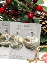 Load image into Gallery viewer, Mother of Pearl &amp; Silver Feather -  Earrings 1.25&quot; Shell - Turtle