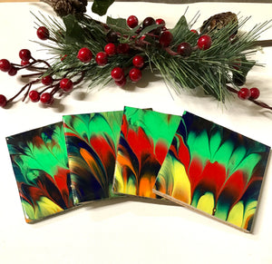 Mocs N More Art Coasters - Blue Feathers