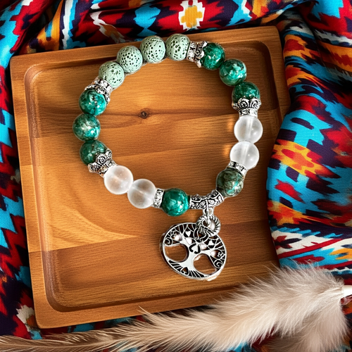 Mocs N More Totem Bracelets - Green Howlite Tree of Life