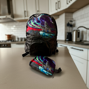 Foldable Indigenous Designed Backpacks - Wolf Song