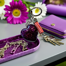 Load image into Gallery viewer, Mocs N More - Violet Heart Keychains &amp; Tassel