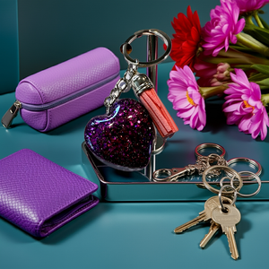 Mocs N More - Violet Heart Keychains & Tassel