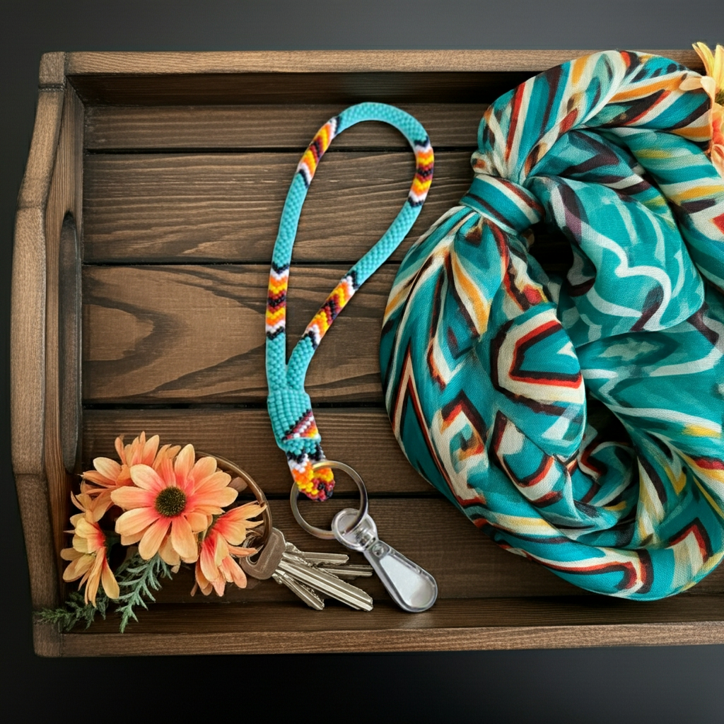 New Beaded Wrist Lanyard - Teal