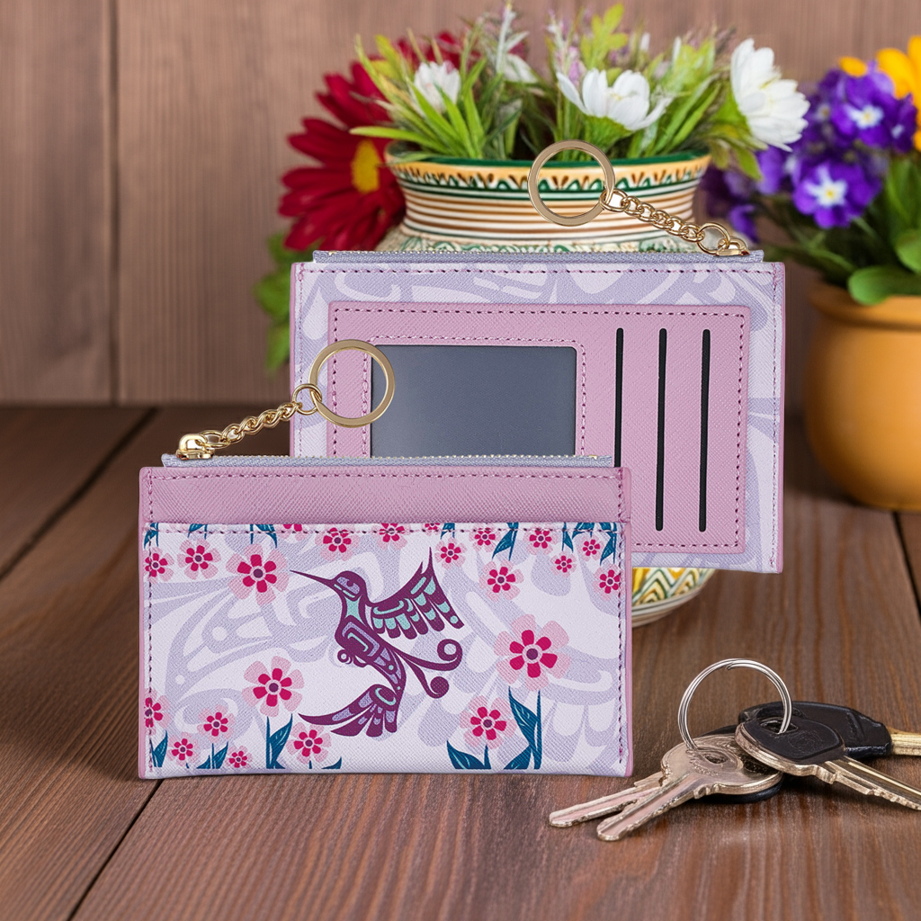 New Zippered Card Wallet - Hummingbird