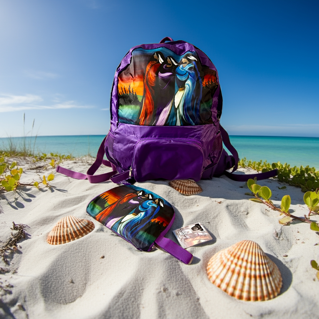 Foldable Indigenous Designed Backpacks - Three Sisters