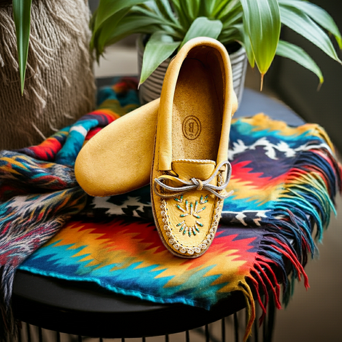 Ladies Beaded Smooth Moose Hide Moccasins