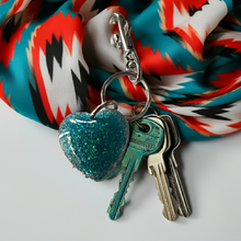 Load image into Gallery viewer, Mocs N More - Sparkling Heart Turquoise Keychain
