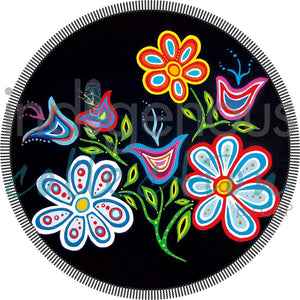 Round Beach Towel Blanket - Happy Flower