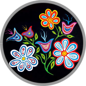 Round Beach Towel Blanket - Happy Flower