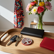 Load image into Gallery viewer, Tree of Life Silver &amp; Red Keychain - Handcrafted Epoxy Resin