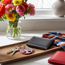 Load image into Gallery viewer, Tree of Life Silver &amp; Red Keychain - Handcrafted Epoxy Resin