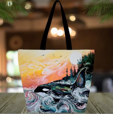 Tote Bags - Killer Whale Sunset