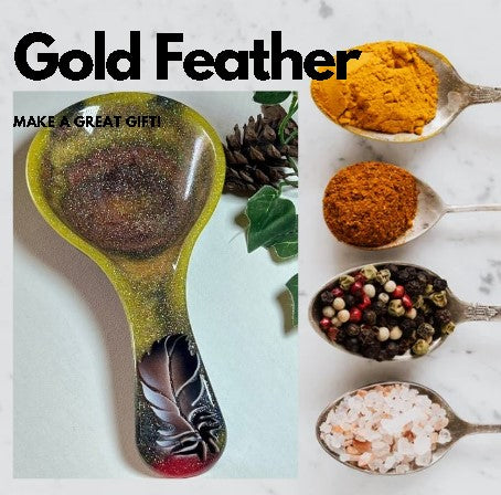 Spoon Rest - Gold Feather