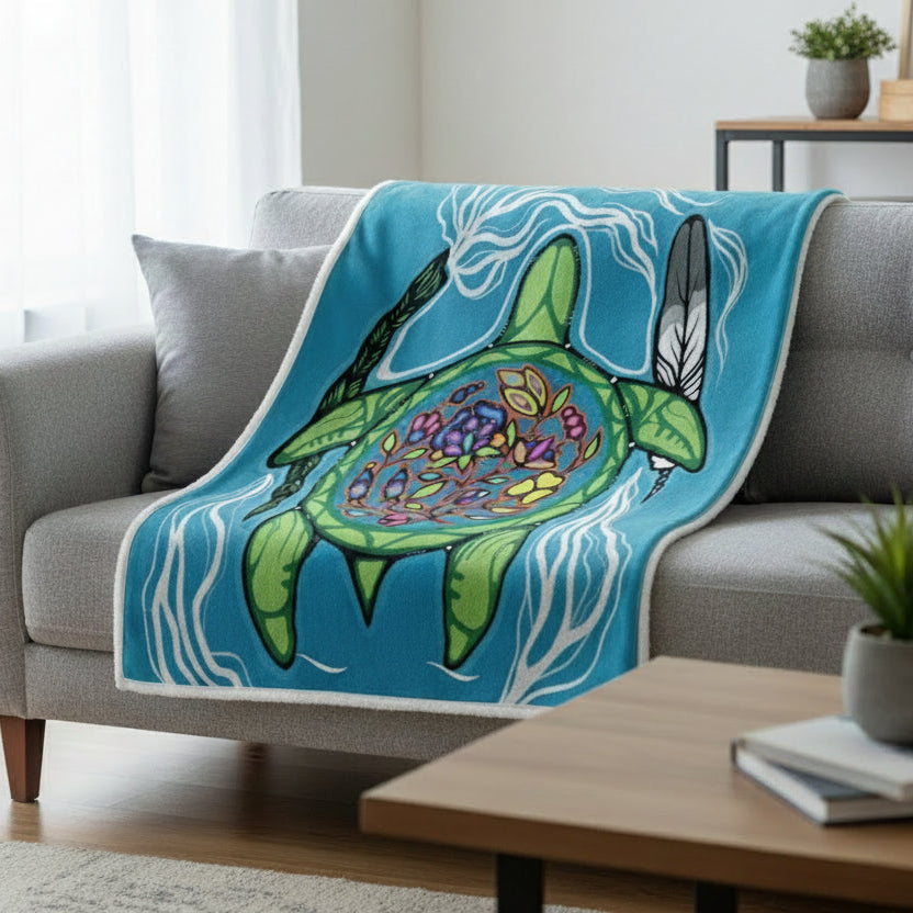 Prayers for Turtle Island Fleece Blanket | Indigenous Art by