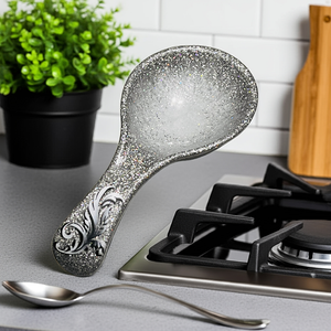 NEW Spoon Rest - Silver Feather