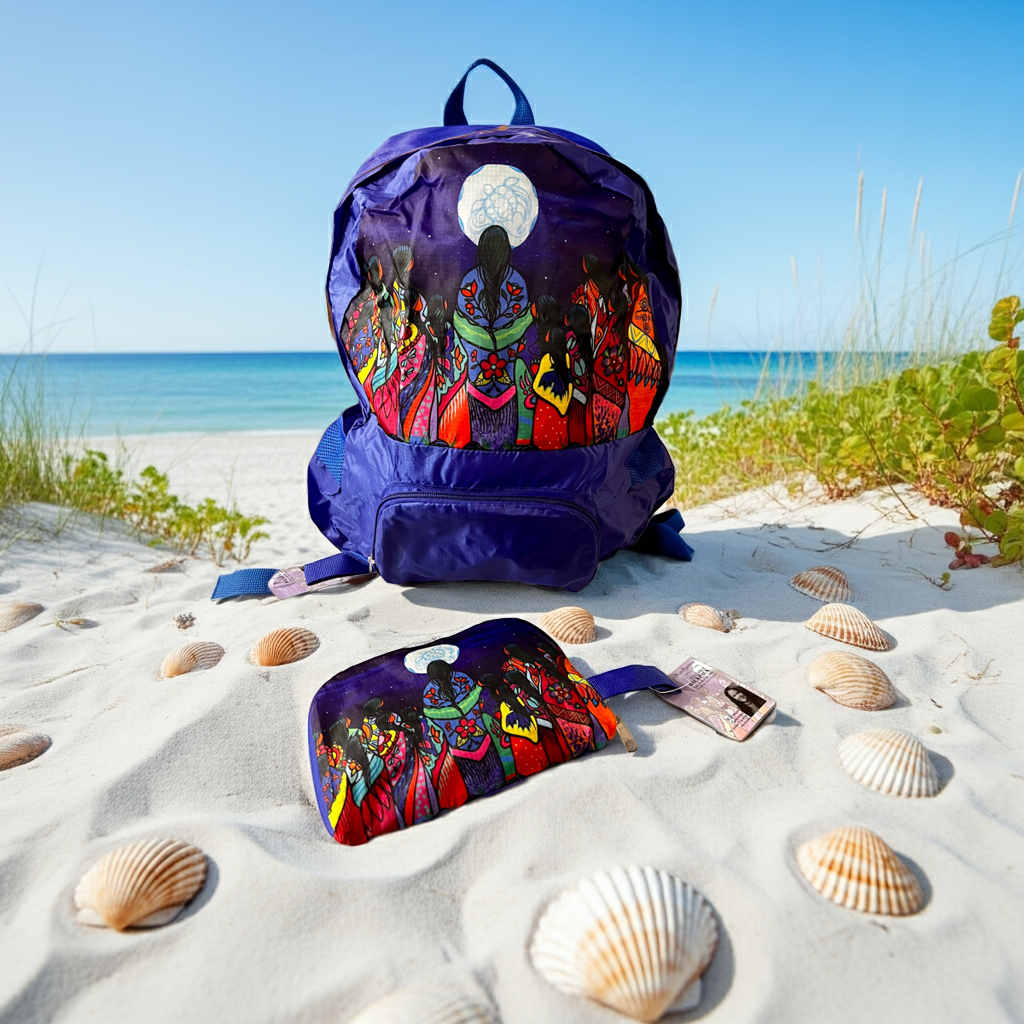 Foldable Indigenous Designed Backpacks - Full Moon Ceremony