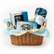Load image into Gallery viewer, A Bear's Journey Gift Basket with actual products
