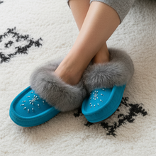 Load image into Gallery viewer, Aqua Moccasins - Carpet Style Corrected