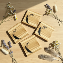 Load image into Gallery viewer, Artistic arrangement of all four cedar coasters