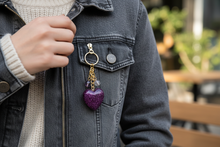 Load image into Gallery viewer, Beaded heart keychain on jacket zipper