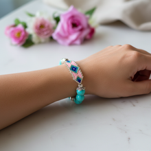 Load image into Gallery viewer, Beaded turquoise bracelet on wrist - variation 2