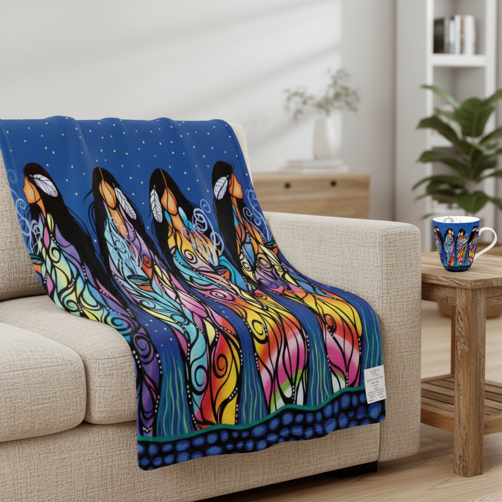 Bringing Good Medicine Fleece Blanket | Indigenous Art by Jackie