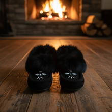 Load image into Gallery viewer, Black Moccasins - Fireplace Top View