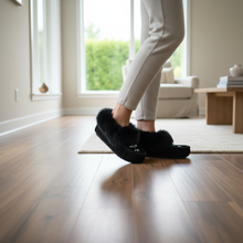 Load image into Gallery viewer, Black Moccasins - Hardwood Floors