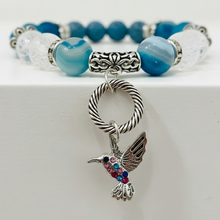 Load image into Gallery viewer, Blue Bracelet with Hummingbird Charm