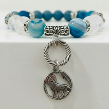 Load image into Gallery viewer, Blue Bracelet with Wolf Charm - Matched Style