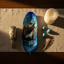 Load image into Gallery viewer, Blue Sky Feather Tray - Boho Centrepiece