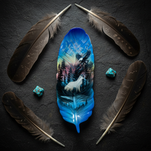 Load image into Gallery viewer, Blue Sky Feather Tray – Dark Stone with Large Feathers