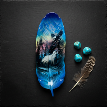 Load image into Gallery viewer, Blue Sky Feather Tray – Top View Dark Slate