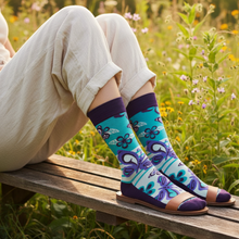 Load image into Gallery viewer, Butterfly Wild Rose Socks - On Model