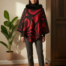 Load image into Gallery viewer, Cape worn as one-piece wrap with turtleneck and trousers