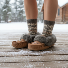Load image into Gallery viewer, Cappuccino Moccasins - Winter Porch