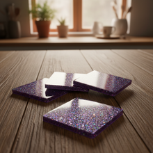 Load image into Gallery viewer, Celestial Sparkle Coasters - Rustic Table Stacked