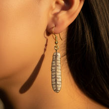 Load image into Gallery viewer, Close-up of Vision Quest Feather Earrings being worn