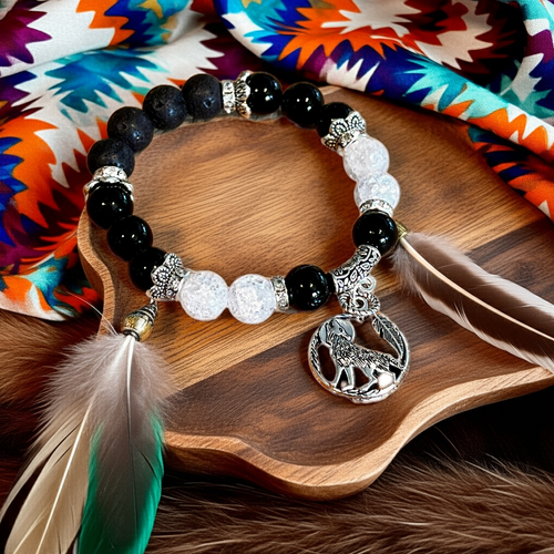 Mocs N More Totem Bracelets - Black Onyx Wolf