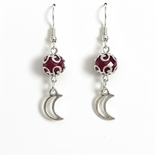 Load image into Gallery viewer, Crimson Moon Earrings - Detail Shot