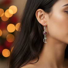 Load image into Gallery viewer, Crimson Moon Earrings - On Model