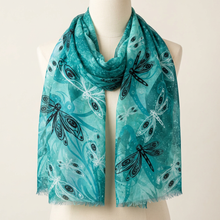 Load image into Gallery viewer, Dragonfly scarf studio view