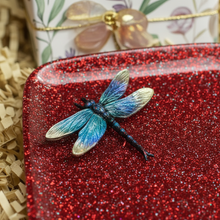 Load image into Gallery viewer, Dragonfly with red glittery accents