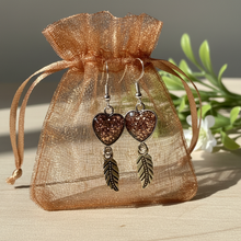 Load image into Gallery viewer, Earrings on copper organza bag