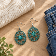 Load image into Gallery viewer, Earrings styled with denim and a cream knit