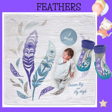 Load image into Gallery viewer, Baby Blanket &amp; Milestone Set - Feathers