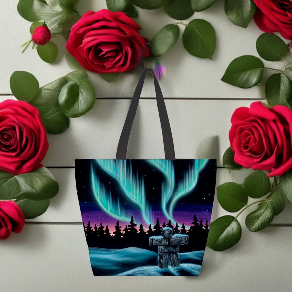 Tote Bags - Sky Dance Inukshuk